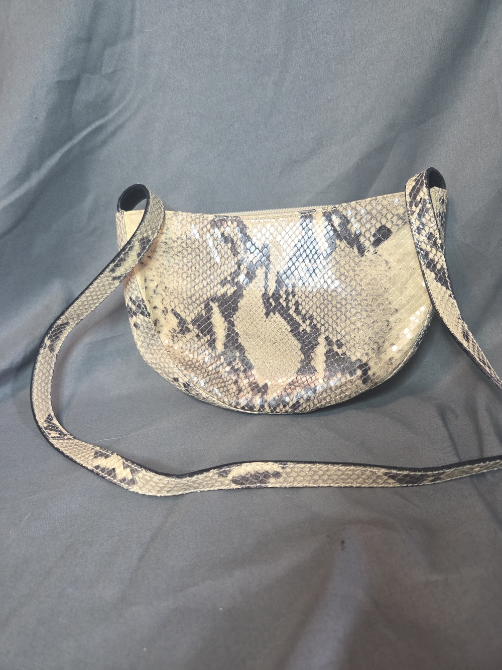 Talbots Beige and Black Snake-Print Crescent Crossbody